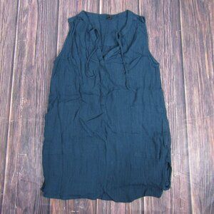 prAna Dress Womens Medium Teal Sleeveless V-Neck Tie Neck Crinkle Gauze Boho